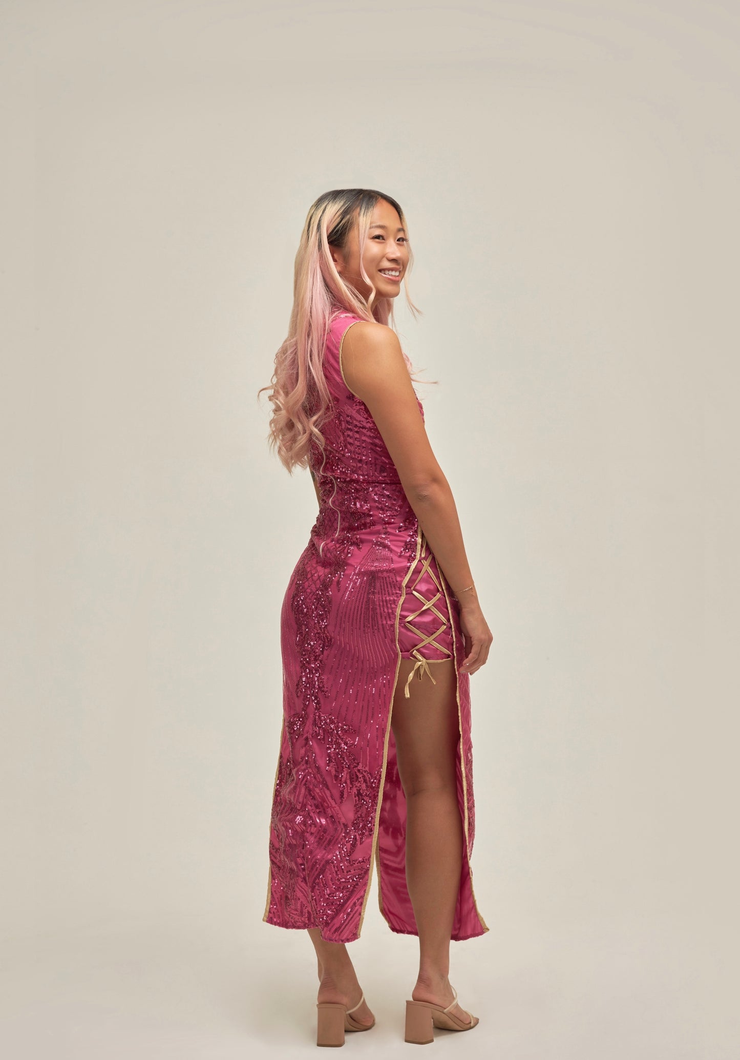 Pink Phoenix Qipao (Sample)