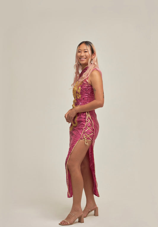 Pink Phoenix Qipao (Sample)