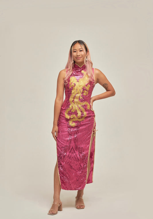 Pink Phoenix Qipao (Sample)