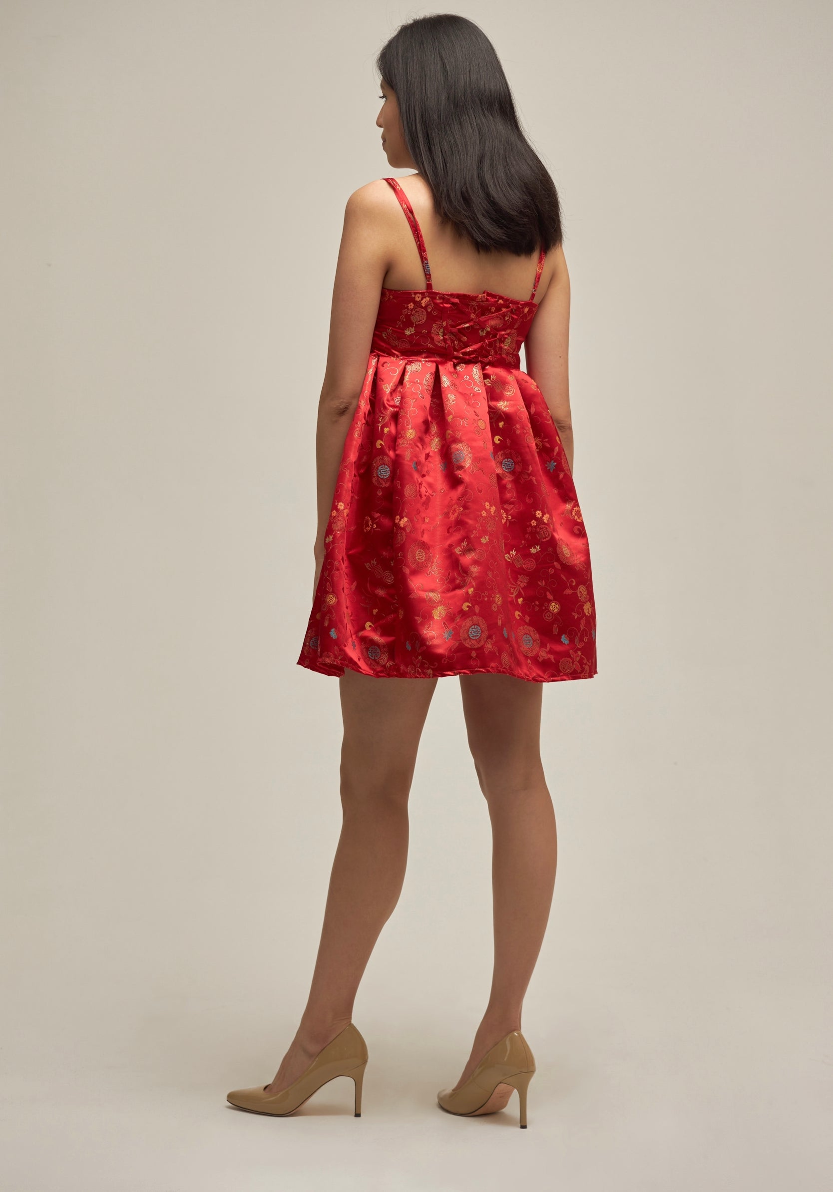 Red Pleated Mini Dress